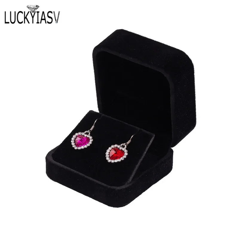 Velvet Jewelry Storage Boxes Earrings Pendant Jewelry Box Velvet Case Earrings Plastic Display Box 7*7*4cm