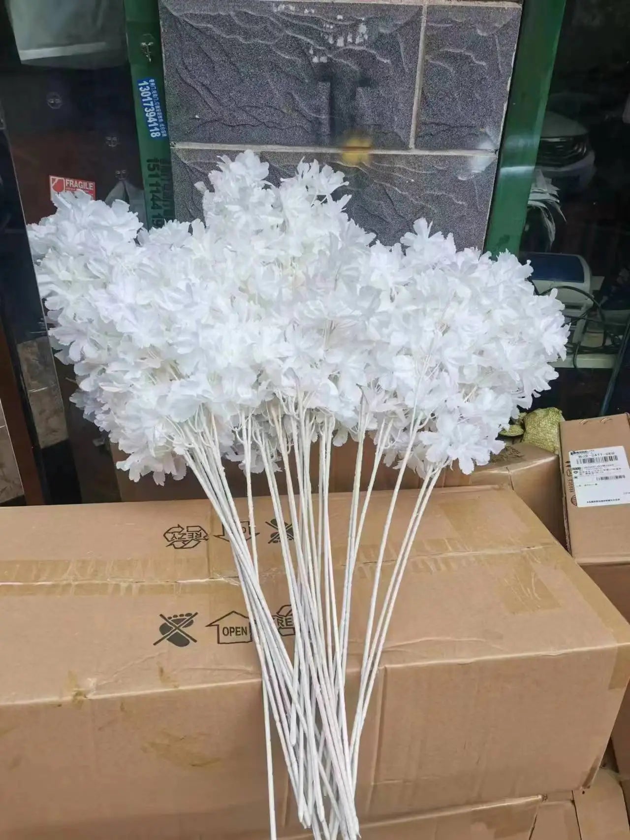 10pcs white branch snow Gypsophila Artificial plants cherry blossom wedding arch decoration artificial flower