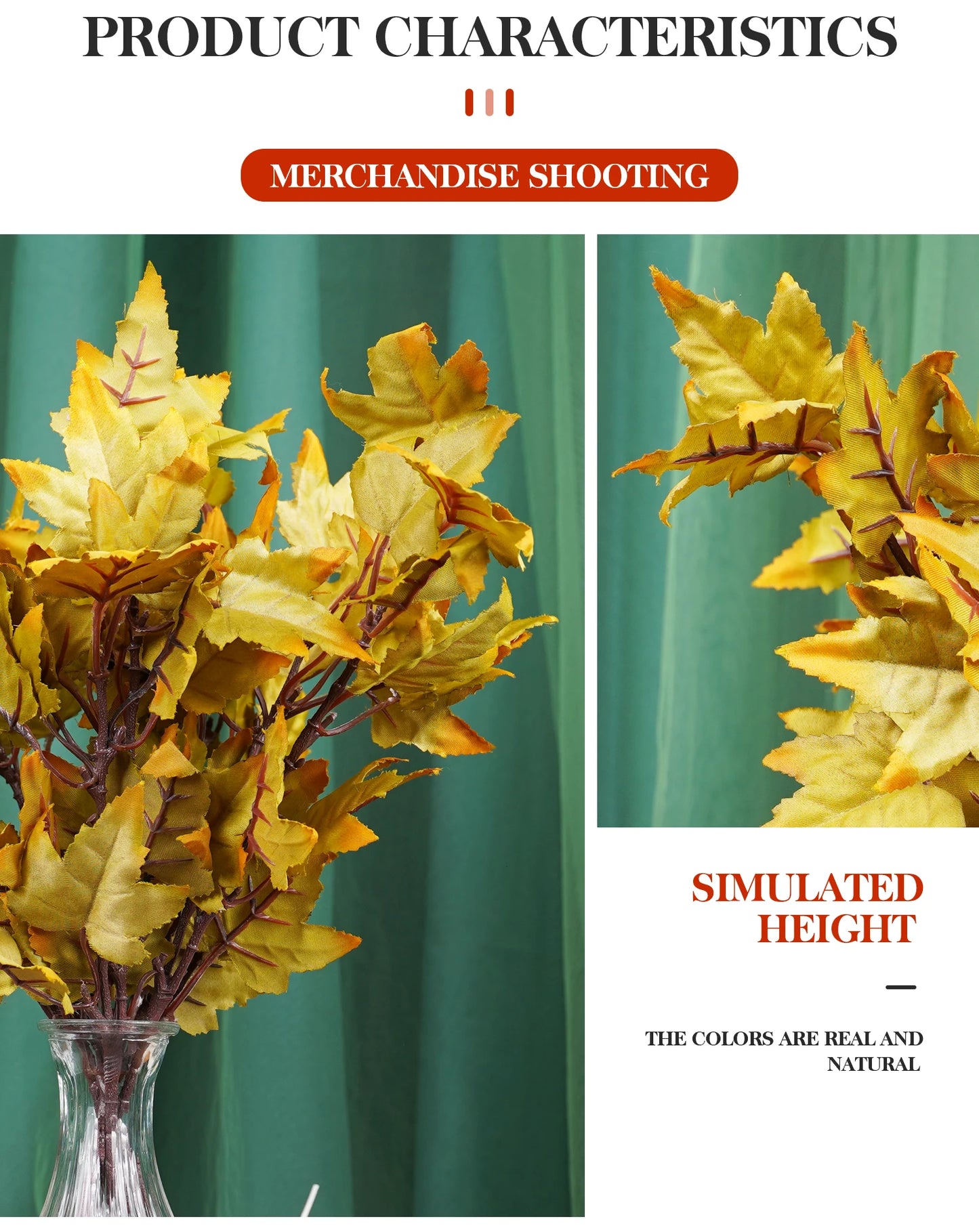 Fall Artificial Maple Leaf Flowers Bouquet for Home Room Decor Wedding Marriage Party Decoration Fake Plant Garden Vase Ornament