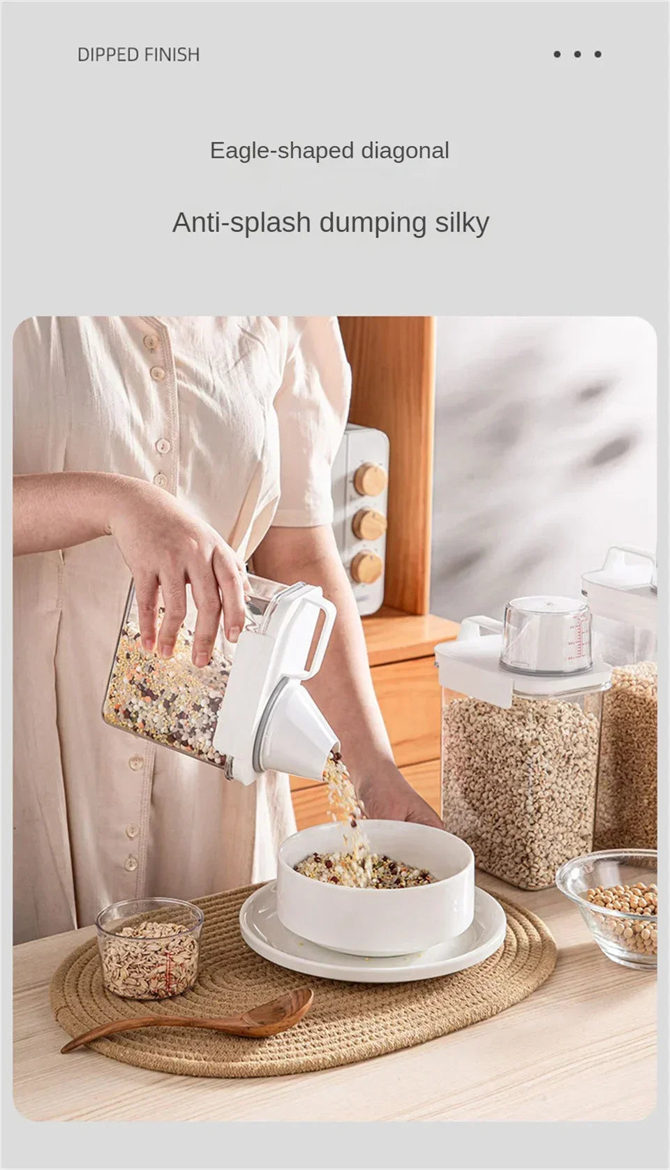 Food Storage Containers  with Measuring Cup Moisture-proof Powder Cereal Storage Tank Detergent Plastic Airtight Kitchen Items