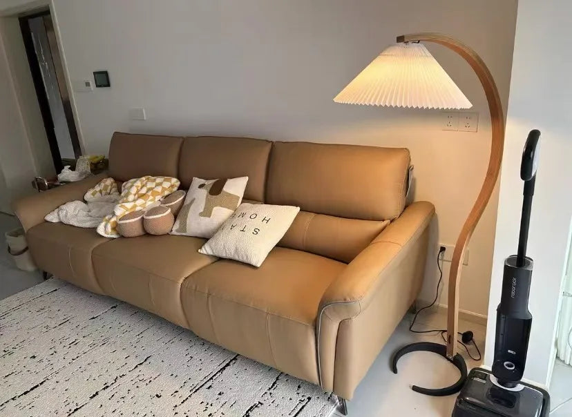 Room Decoration Floor Lamp Atmosphere Living Room High-End Feeling Bedroom Study Pleated Solid Wood Antique Standing Table Lamp