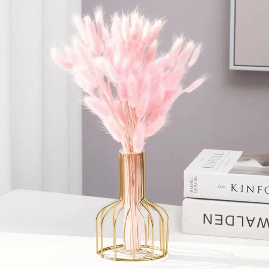 1 set of gold wrought iron metal vase hydroponic container test tube vase living room illustration decoration