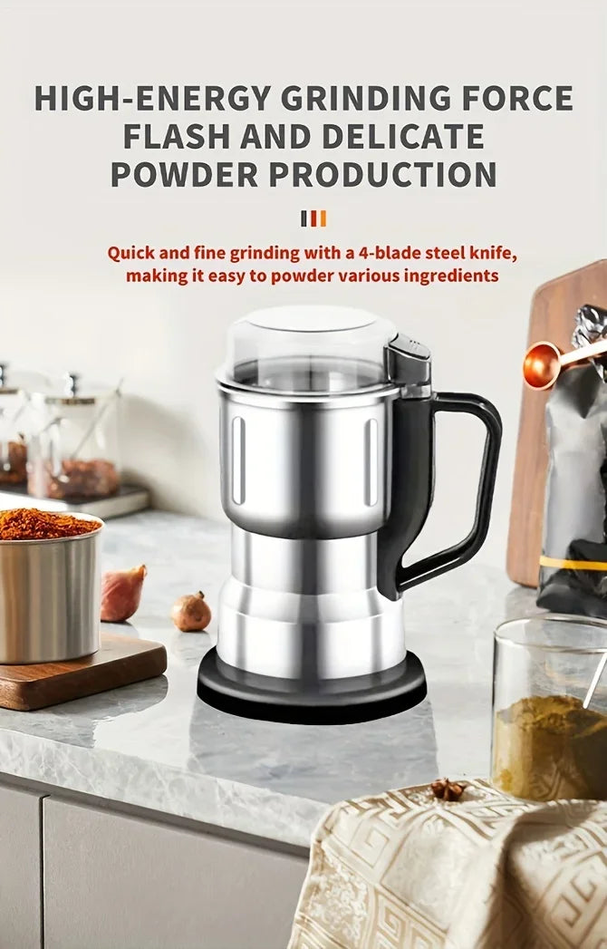 500ML Electric Coffee Grinder Stainless Steel 4 Leaf Blade Coffee Bean Grinder Portable Handle Multifunction Spice Mill Home Use