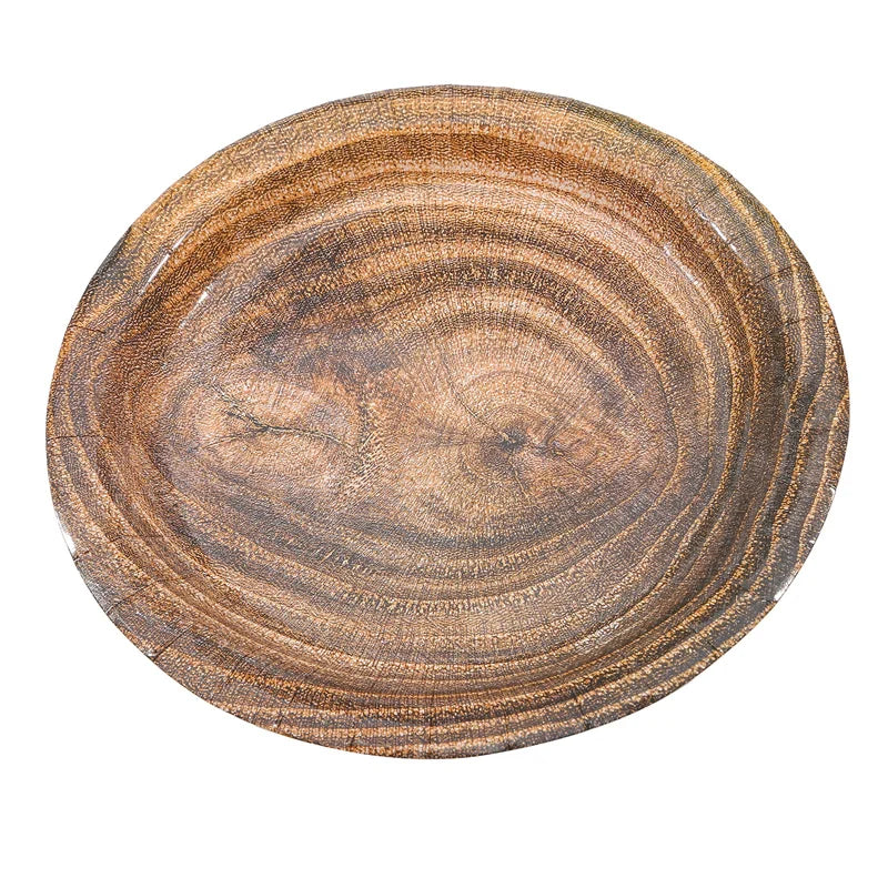 10Pcs 7/9-inch Retro Imitation Wood Grain Disposable Plate Paper Tray Birthday Party Holiday Decoration Household Tableware