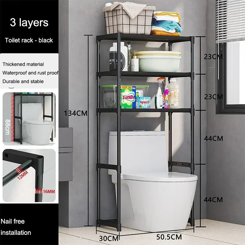Washing Machine Storage Rack 3 Layers Adjustable Portability Balcony Storage Racks Floor Standing Toilet Bathroom Accessories