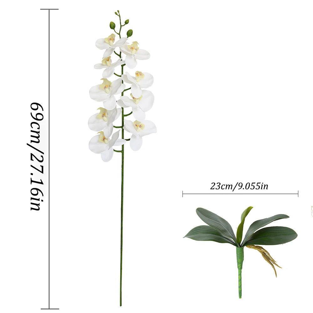 1pc Artificial Phalaenopsis Flowers 27in Orchid Realistic Fake Flower Branch for Home Room Floral Arrangement Wedding Decoration