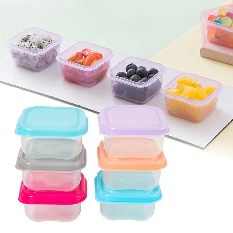 6Pcs Food Storage Container Small Plastic Moisture-proof Containers Mini Kitchen Storage Box with Leakproof Lid Kitchen Accessor