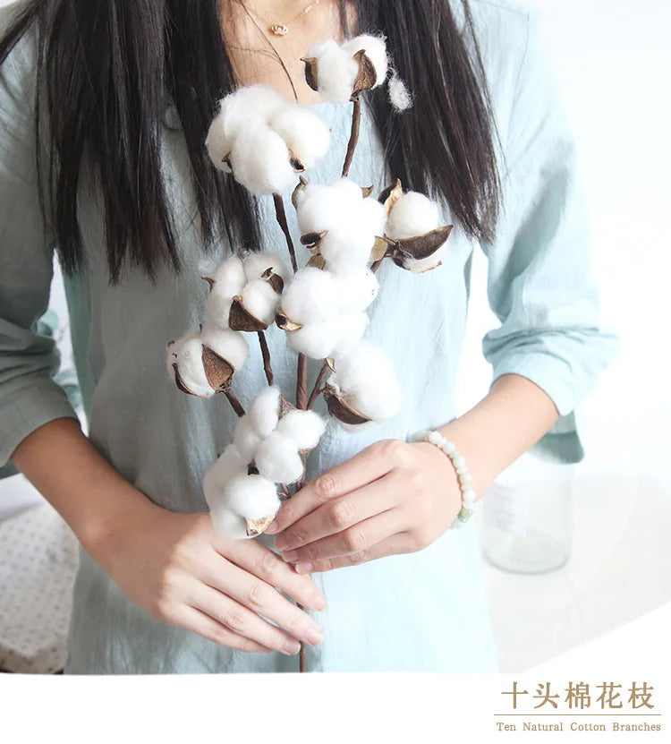 Naturally Dried Cotton Cheap Artificial Plants Floral Branch Vases Wedding Garden Party Decorations Fake Flowers Home Gift Decor