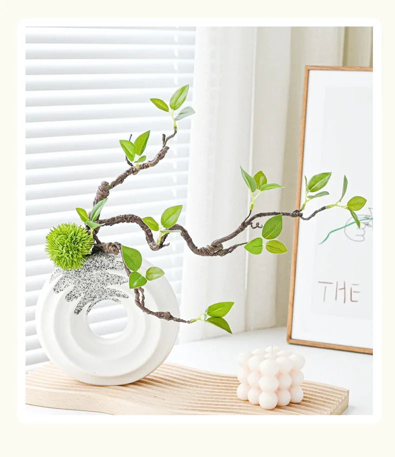 32.7 Inch Fresh Green Bud Fake Plant for Living Room Indoor Decoration Hotel Dining Table Floral Decor