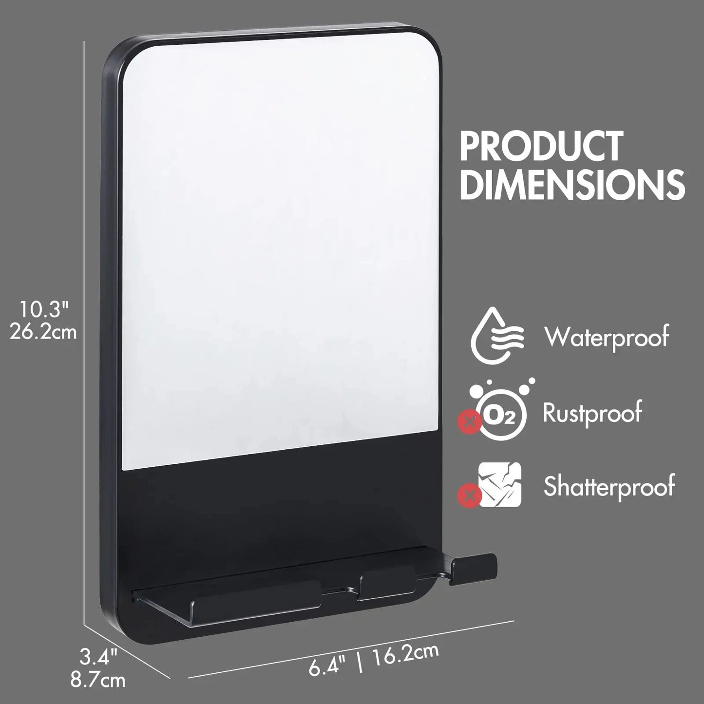 TAILI Acrylic Mirror With Wall Suction Shower Mirror with Razor Holder For Man Shaving Fogless Women Makeup Portable Bathroom