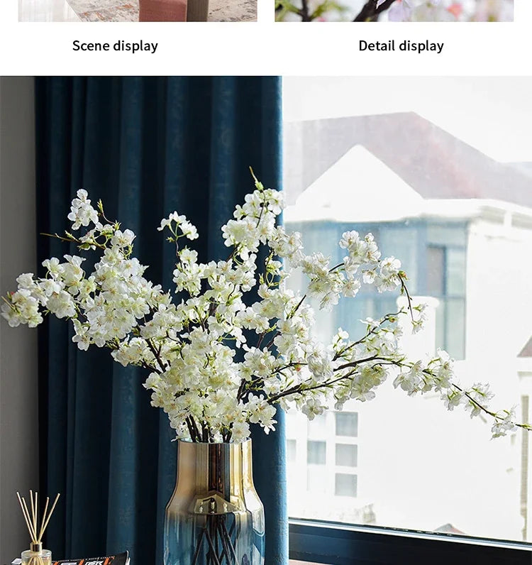 Artificial Cherry Blossom Branches, Silk, Pink, White, Fake Plant, Living Room, Home, Wedding Arch, DIY Decorative Floral, 109cm