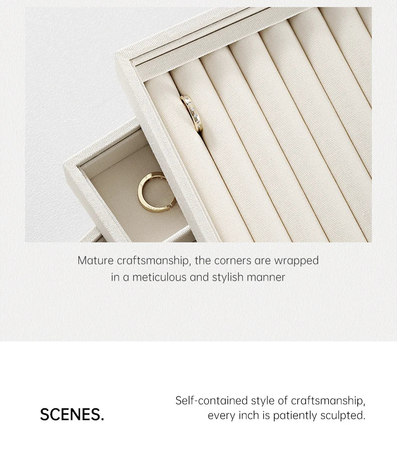 YinBeiNi Linen Stackable Ring Earring Bracelet Necklace Display Tray Jewelry Storage Drawer Insert Organizer Holder Tray P062