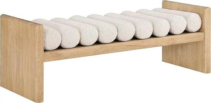 179Cream Waverly Collection Modern | Contemporary Bench with Solid Wood Rich Natural Finish,  52" W x 19" D x 18" H, Cream