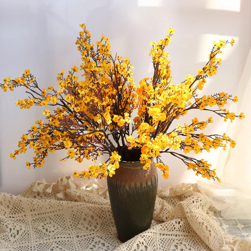 White Artificial Flowers Cherry Blossoms Gypsophila Fake Plants DIY Wedding Bouquet Vases for Home Decor Faux Festival Branch