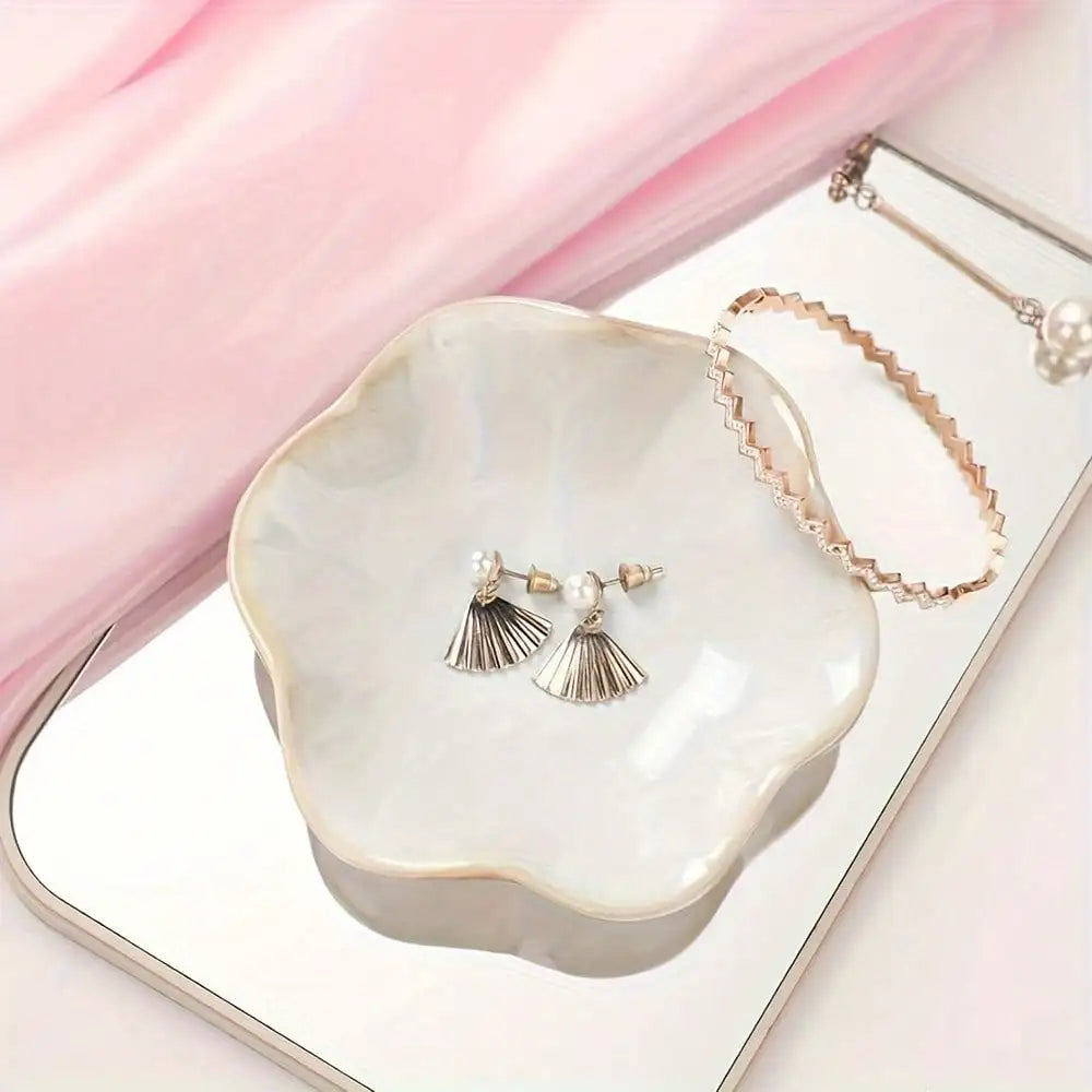 1PC Elegant Ceramic Lotus Leaf Jewelry Organizer Tray for Earrings, Rings, Gadgets, Perfect Birthday or New Year Gifts