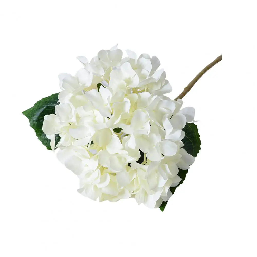 Realistic Fake Flowers Elegant Artificial Hydrangea with Green Leaves Stem for Wedding Home Decor Realistic Fake for Office