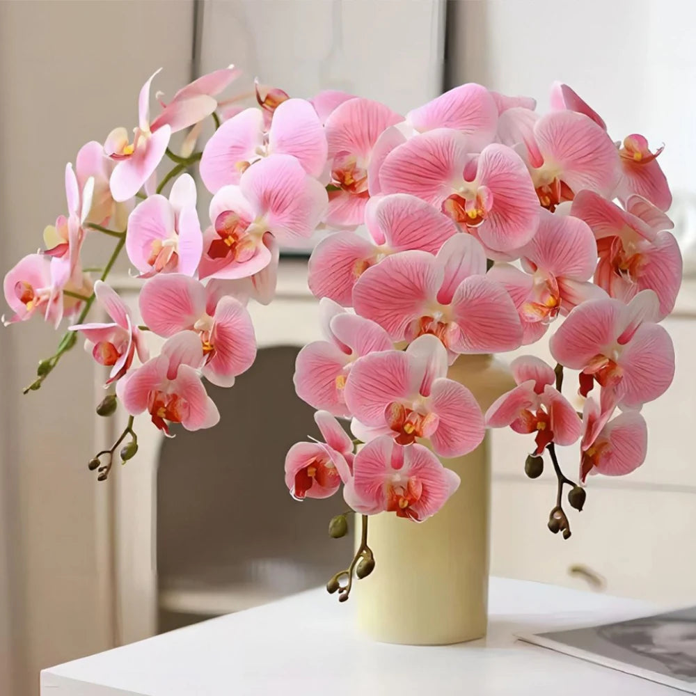 1pc Artificial Phalaenopsis Flowers 27in Orchid Realistic Fake Flower Branch for Home Room Floral Arrangement Wedding Decoration