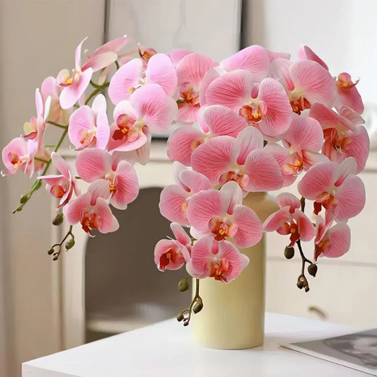 1pc Artificial Phalaenopsis Flowers 27in Orchid Realistic Fake Flower Branch for Home Room Floral Arrangement Wedding Decoration