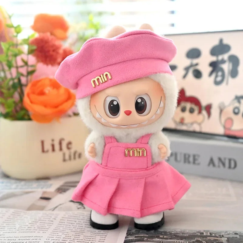 For Labubu Clothes Fashion Overalls Pleated Skirt Set Labubu Idol V1 V2 V3 Dolls Clothing Doll Accessories Blythe Clothes