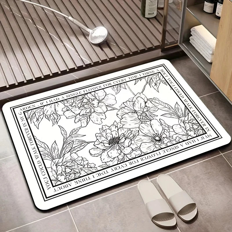 Flower Toilet Bathroom Super Absorbent Shower Floor Doormats Non Slip Entrance Rugs Diatom Mud Carpet for Home Bedroom Decor