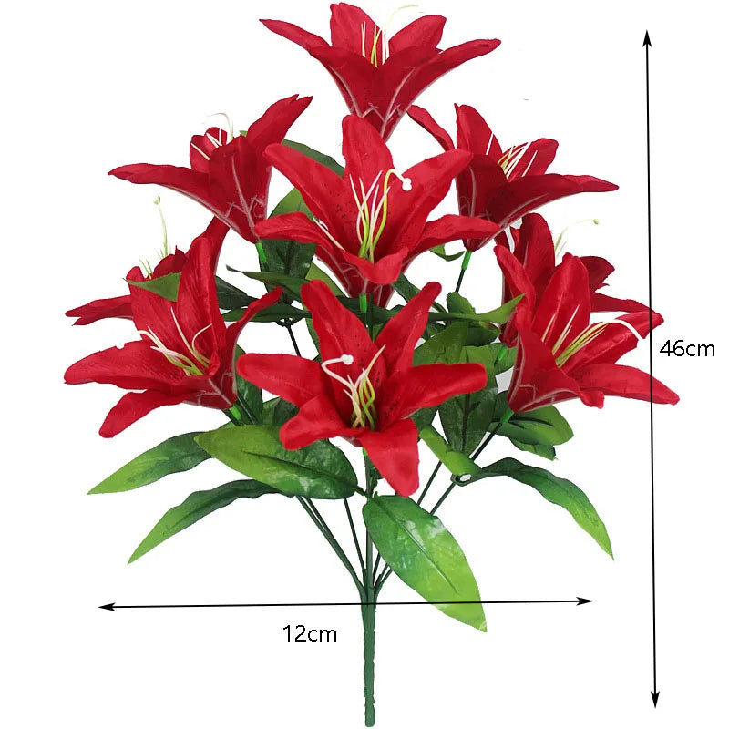 10 Heads Artificial Lily Flowers European Multicolor Fake Bridal Flower Bouquet Wedding Home Party Decoration Flowers