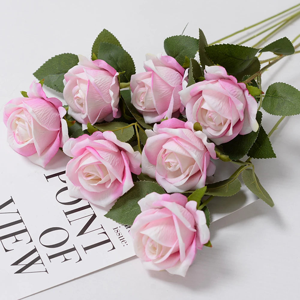 1/3Pcs Artificial Flowers Bouquet Red Velvet Fake Rose Flower for DIY Wedding Home Decoration Mothers Day Valentine's Day Gifts