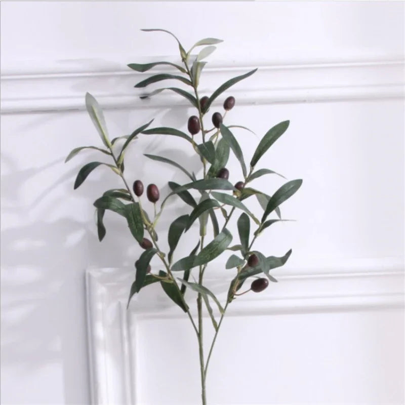 Artificial Green Plant Olive Branch 4 Forks with Fruit Olive Branch Fake Branch Wedding Home Photography Props