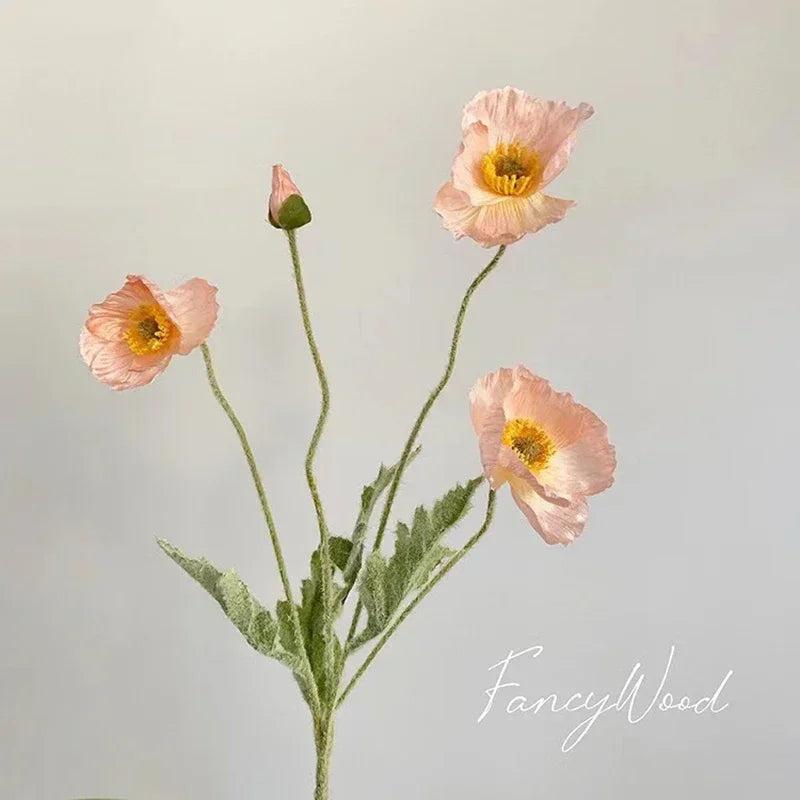 Artificial Silk Flowers Simulation Poppies Wedding Decoration Long Fake Poppy Branch Home Table Decor Ornaments Wedding Flowers