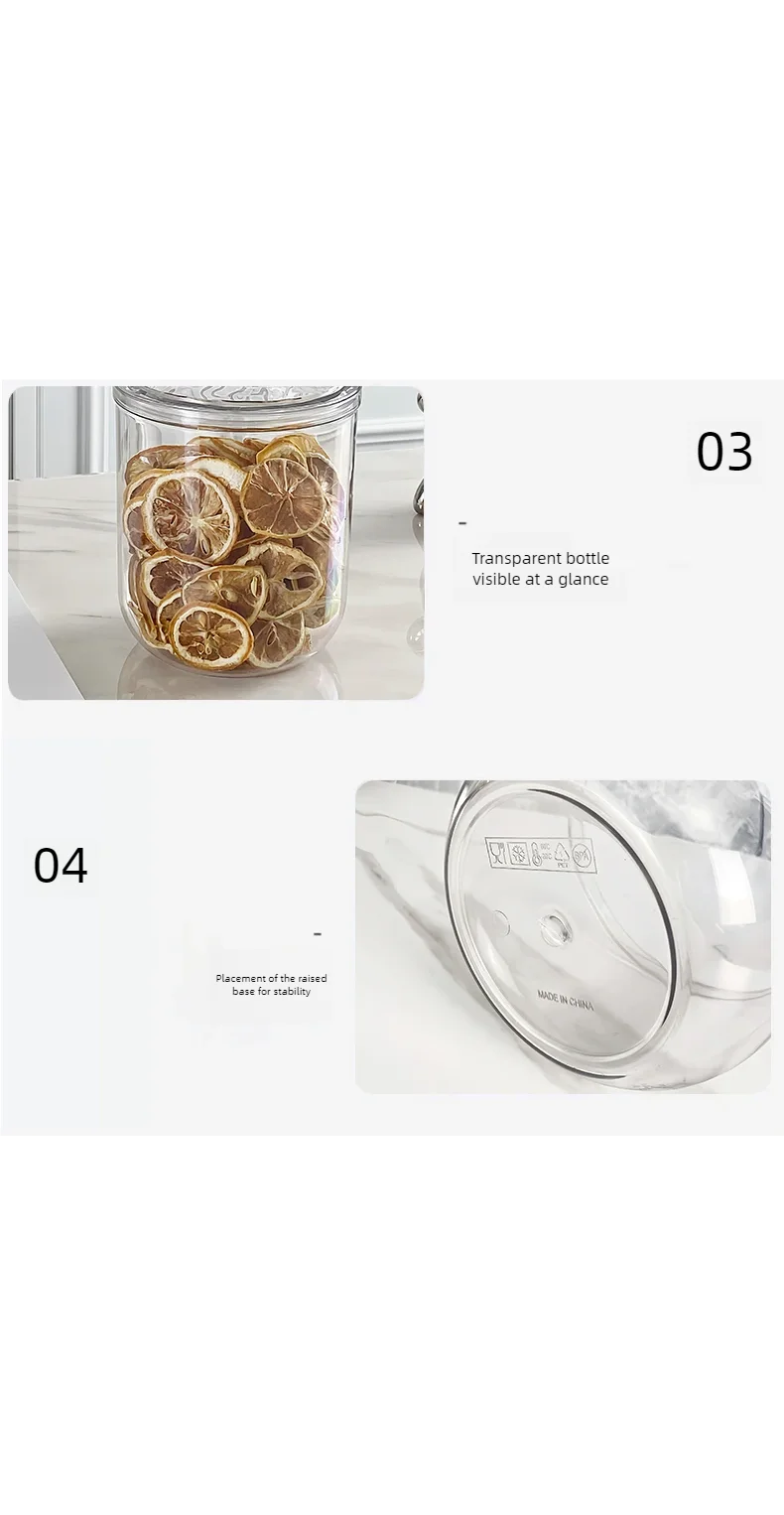 Kitchen grain jar, spice jars insect proof,moisture-proof, can store lemon slices, nuts, coffee beans,food organizer,storage box