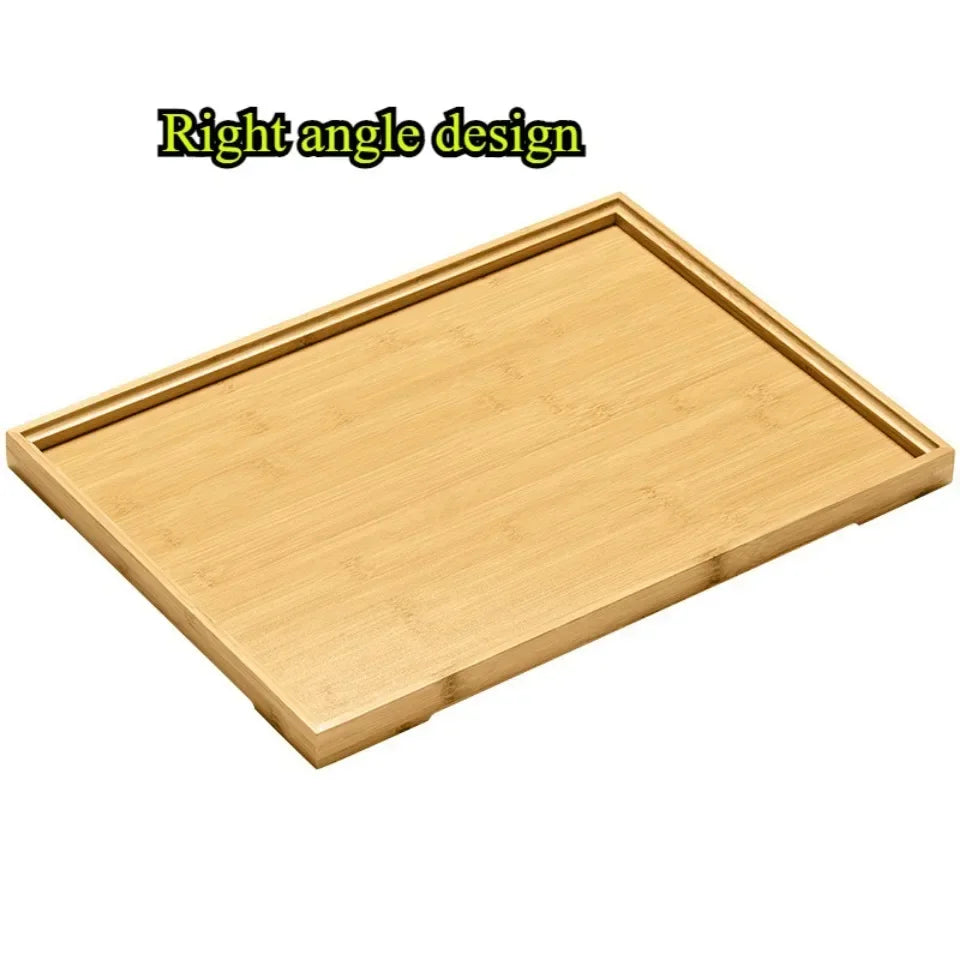 Rectangular Tea Tray Household Kitchen Plate Tools Serving Dish Bamboo Tea's Bar Storage Trays for Wooden Tableware Wood Pallet
