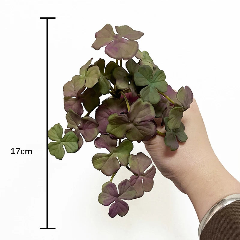 Artificial Plant Mini Bouquet Copper Coin Grass Soft Glue Fake Green Plants Wall Hanging for Home Office Garden Decoration