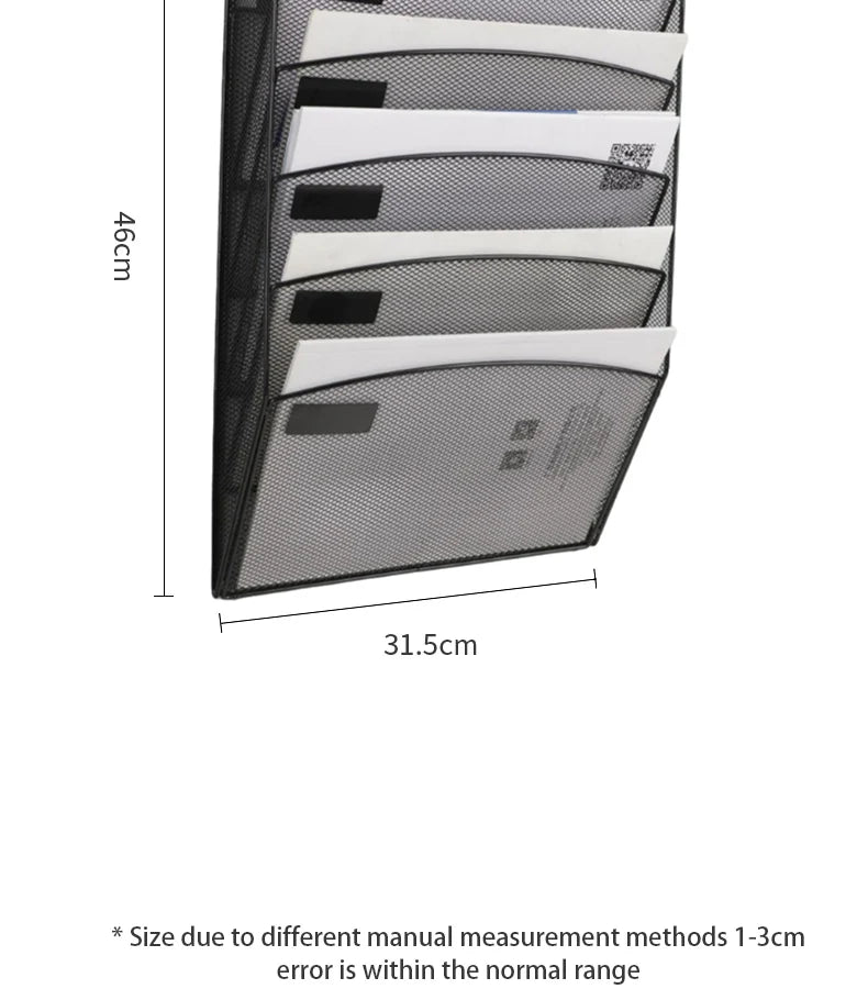 Wall File Holder 5 Pocket Mesh Hanging Wall Organizer Vertical Hanging File Folder Holder Magazine Rack for Paper Organization