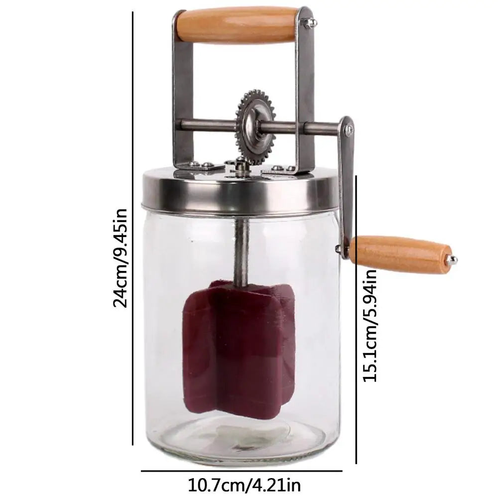 1/1.5L Butter Maker Mason Jar Butter Churner Cream Mixer With Hand Crank Baking Gadgets Wooden Handle Homemade Butter Maker
