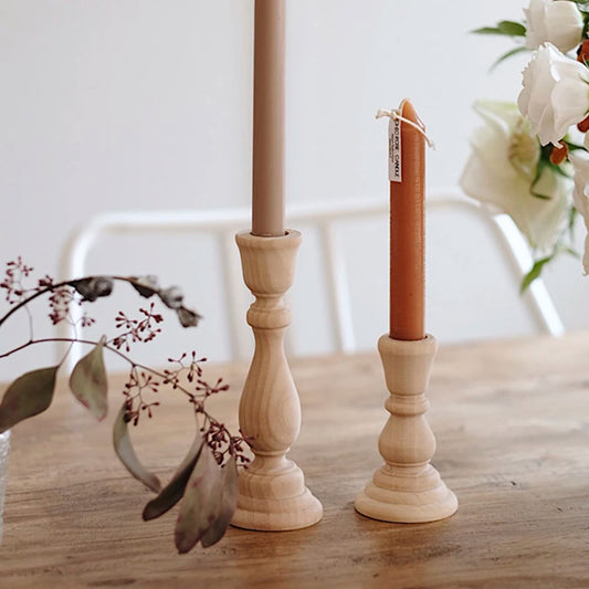 Wooden Candlesticks Unfinished DIY Classic Craft Candle Holders for Paint or Living Room Home Wedding Holiday Decorations