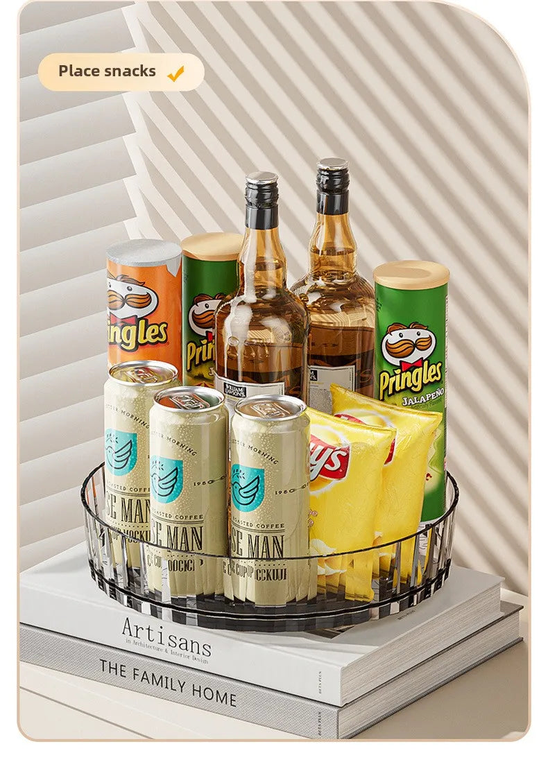 360° Rotating Plastic Storage Bins|Clear Cabinet Organizer for Kitchen/Pantry/Fridge/Cosmetic |Space-Saving Round Container