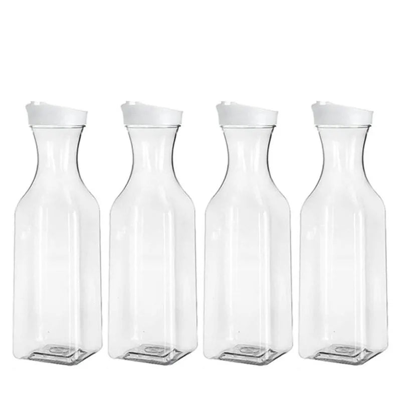 50 Oz Large Plastic Water Bottle with Flip Cap, Square Base Juice Container, Clear Plastic Water Bottle, Beverage Milk Bottle