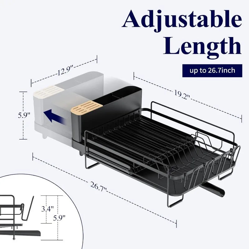 Dish Rack, Multifunctional Dish Rack for Kitchen Counter, Anti-Rust Drying Dish Rack