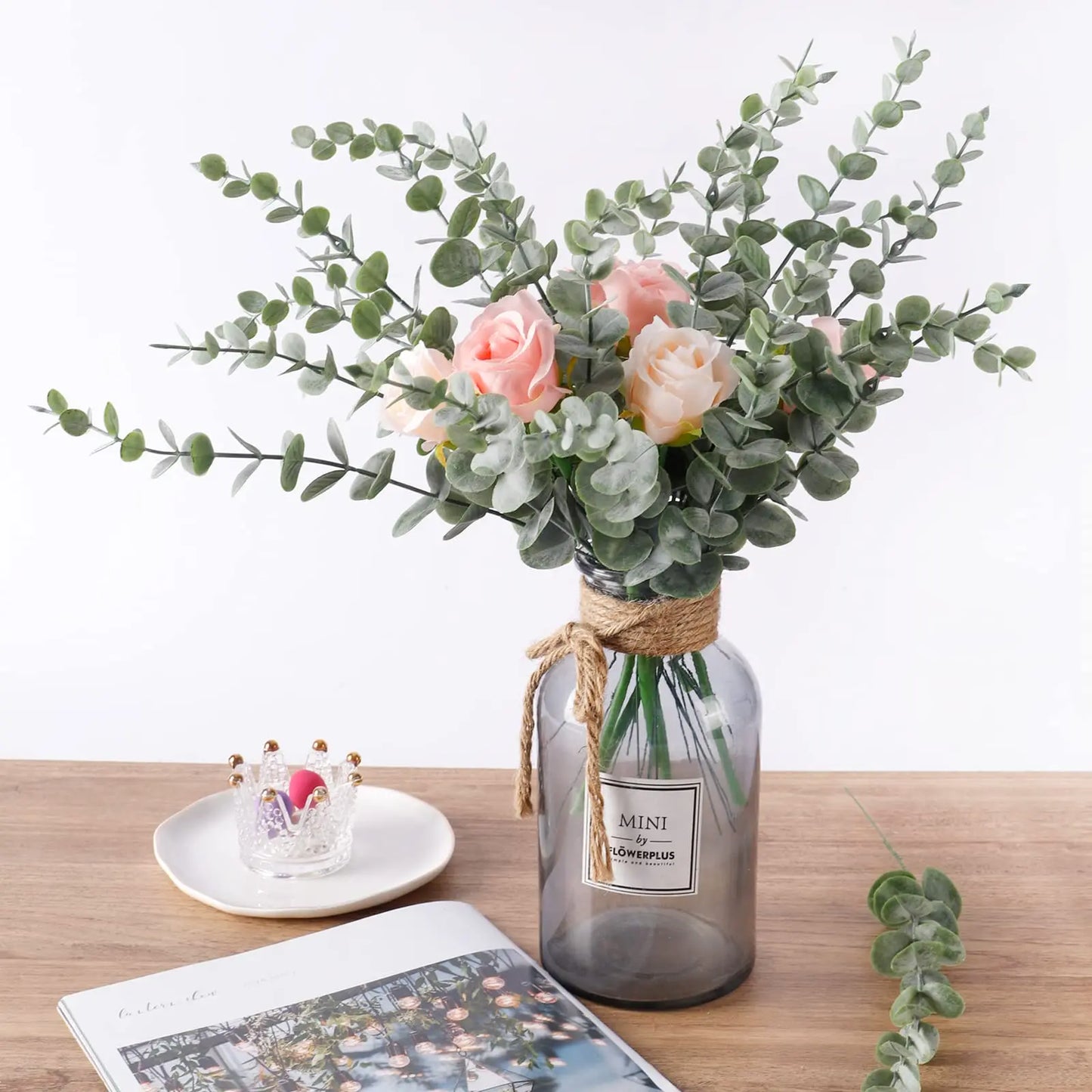 10pc 38CM Artificial Plants Eucalyptus Leaves Green Leaf Branches Flowers Wreath DIY Bouquet Centerpiece Wedding Home Decoration