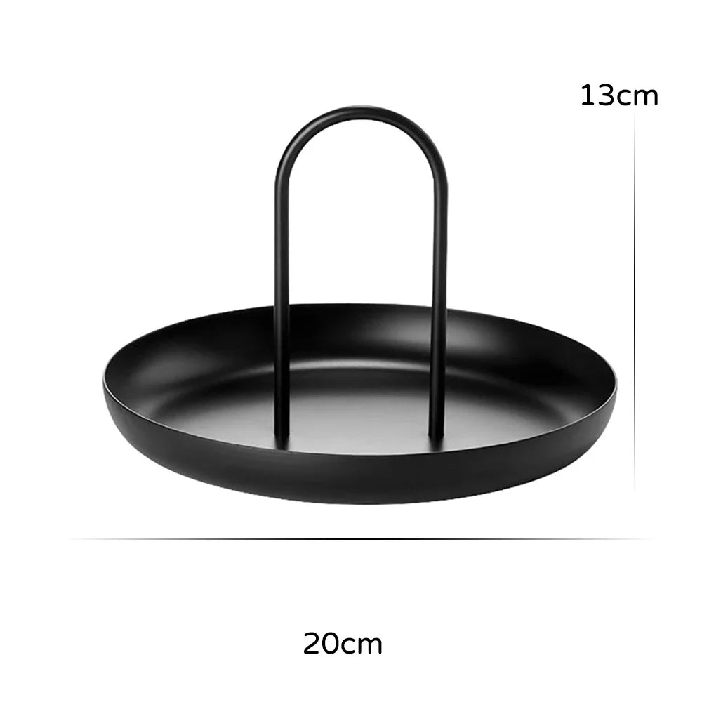 Nordic Tray Round  Portable Tray With Handle for Sundries And Small Objects Desktop Home Decor For Necklace Jewelry Storage