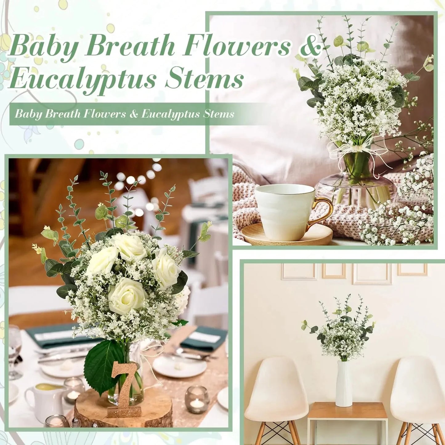 10pcs Artificial Flowers Fake Gypsophila Baby Breath Flower For Home Decoration Wedding Party Floral Bouquets DIY Accessories
