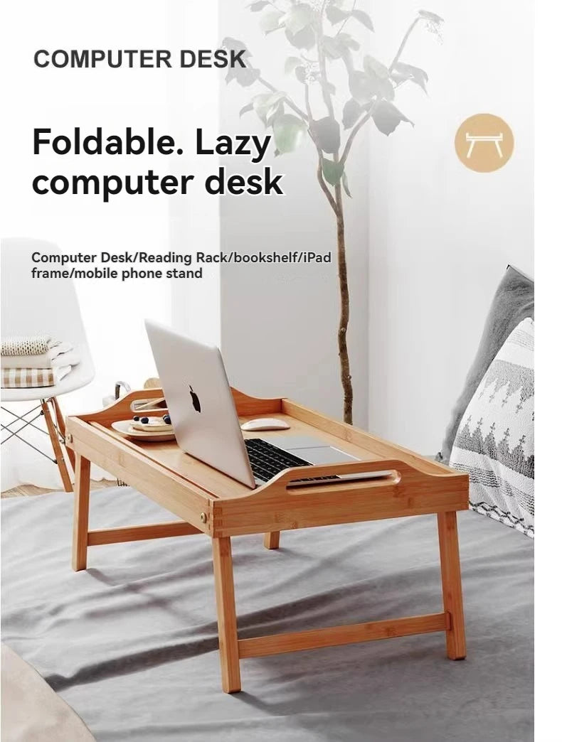 Bamboo breakfast table, bedroom, foldable computer desk, bed, lazy laptop, tablet table, children's study desk