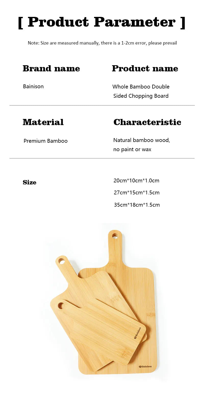 Bainison【Multipurpose】Bamboo Cutting Board for Kitchen Prep & Outdoor Meals – Foldable, Lightweight & Odor-Resistant