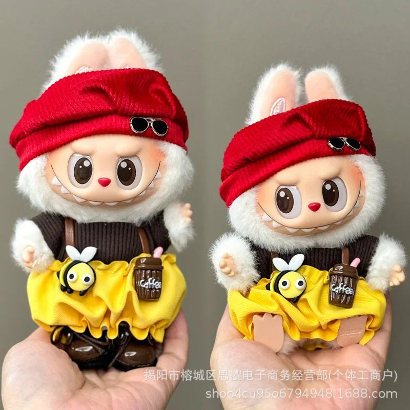Labubu high imitation big baby clothes 17cm vinyl doll pendant plush toy clothes suit skirt