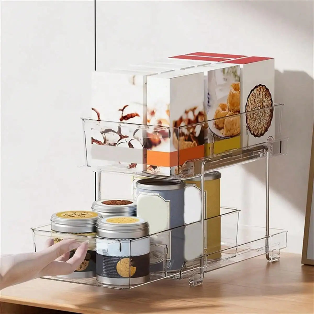 Acrylic Stackable Drawer Organizer Tray for Under Sink Office Multi-Purpose Storage Container Slide-Out Clear Container