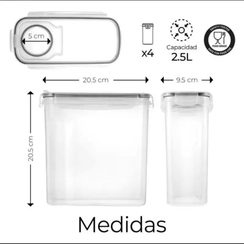 4pc Kitchen Food Storage Tank Miscellaneous Grain Storage Box 2.5L/4L Set Transparent PP Sealed and Waterproof Storage Container