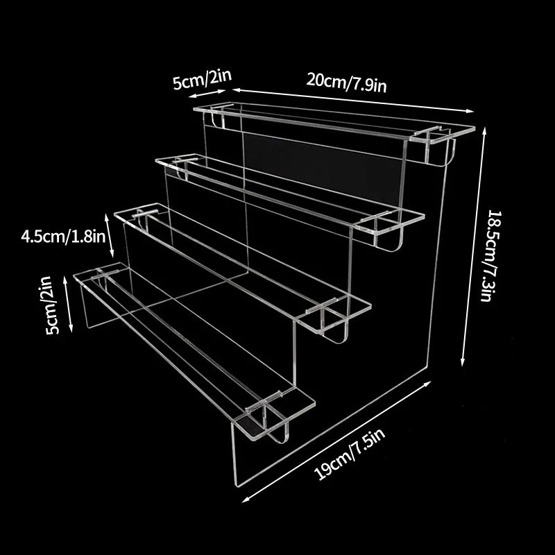 1-3 Tier Acrylic Display Stand Mini Doll Storage Rack Model Figurine Display Stand Transparent Ladder Makeup Organization Shelf
