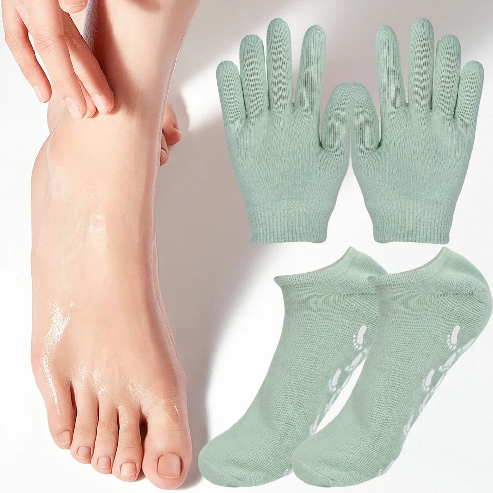 Reusable Moisturizing Mask Socks Exfoliating Anti Crack Silicone Protective Gloves Dry Dead Skin Remover Hand Foot Care Tools