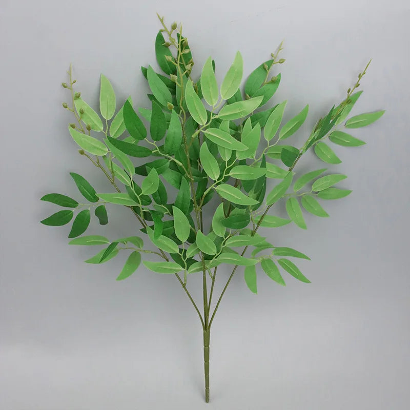 5 Branches Silk Artificial Willow Bouquet Fake Green Leaves Party Wedding Backdrop Decoration Faux Foliage Vine DIY Plant Wreath