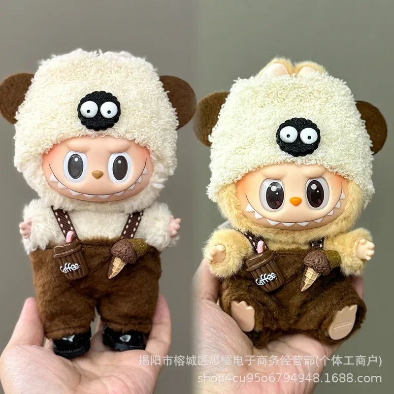 Labubu high imitation big baby clothes 17cm vinyl doll pendant plush toy clothes suit skirt