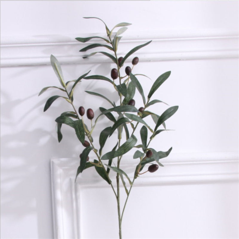 Artificial Green Plant Olive Branch 4 Forks with Fruit Olive Branch Fake Branch Wedding Home Photography Props